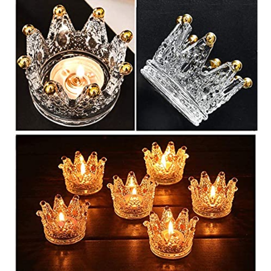 Crown Glass Tealight Candle Ho - Home Decor Gold reseña y precio