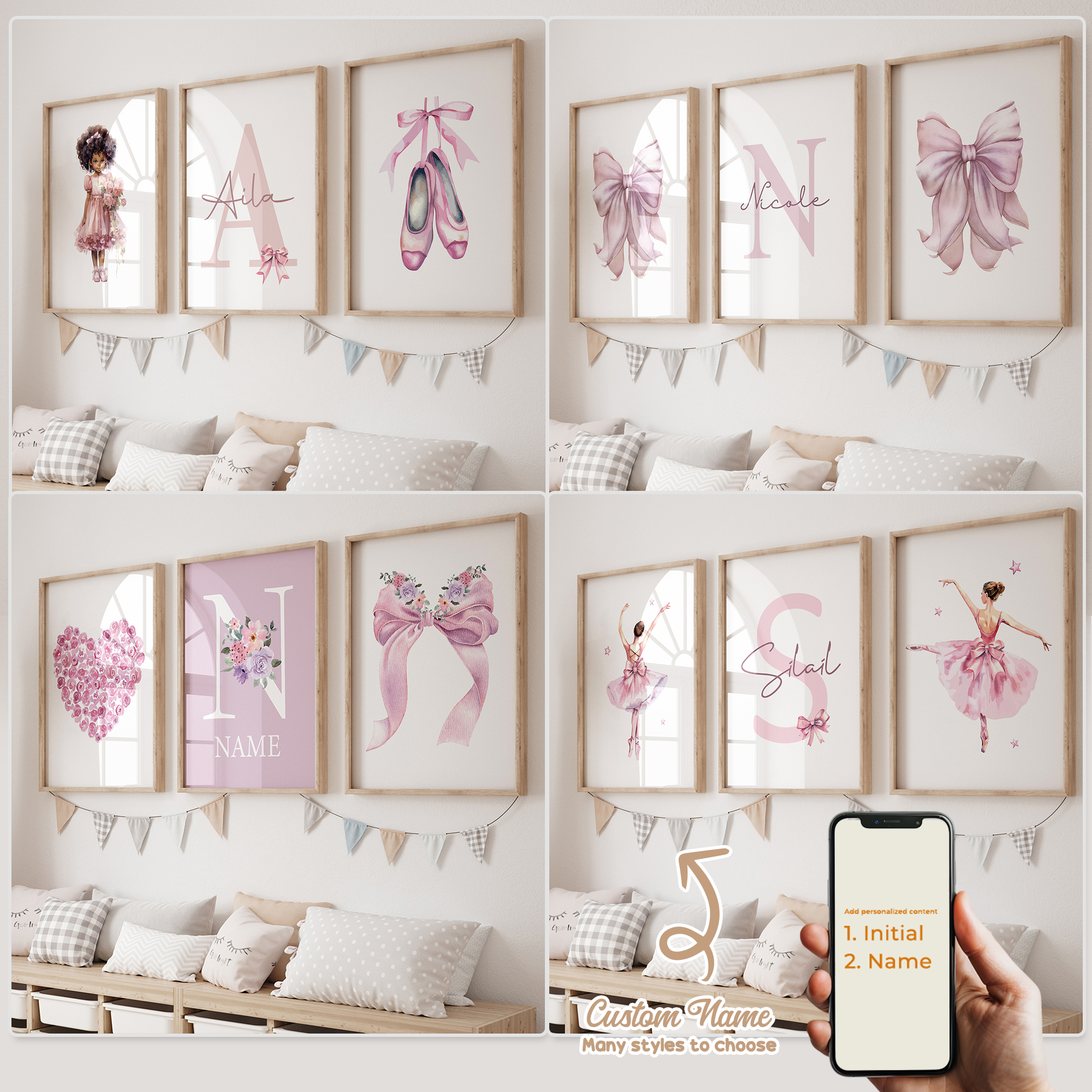 3pcs Personalized Custom Name  - Home Decor On Wall reseña y precio