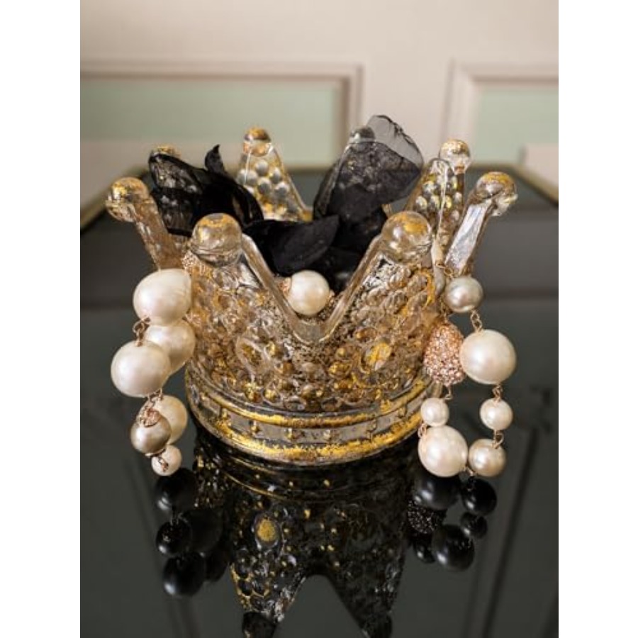 Luxury crown glass candle hold - Home Decor Gold reseña y precio