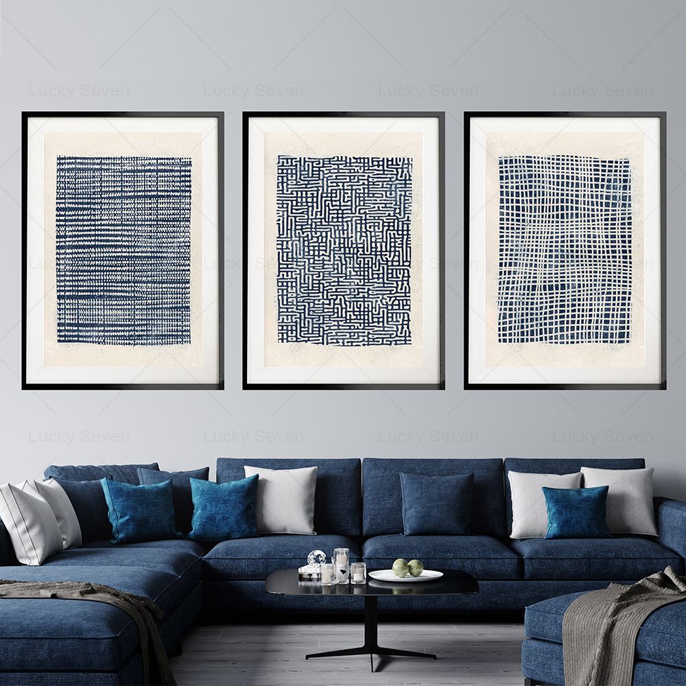 Navy Blue Abstract Modern Mid  - Home Decor Japandi reseña y precio