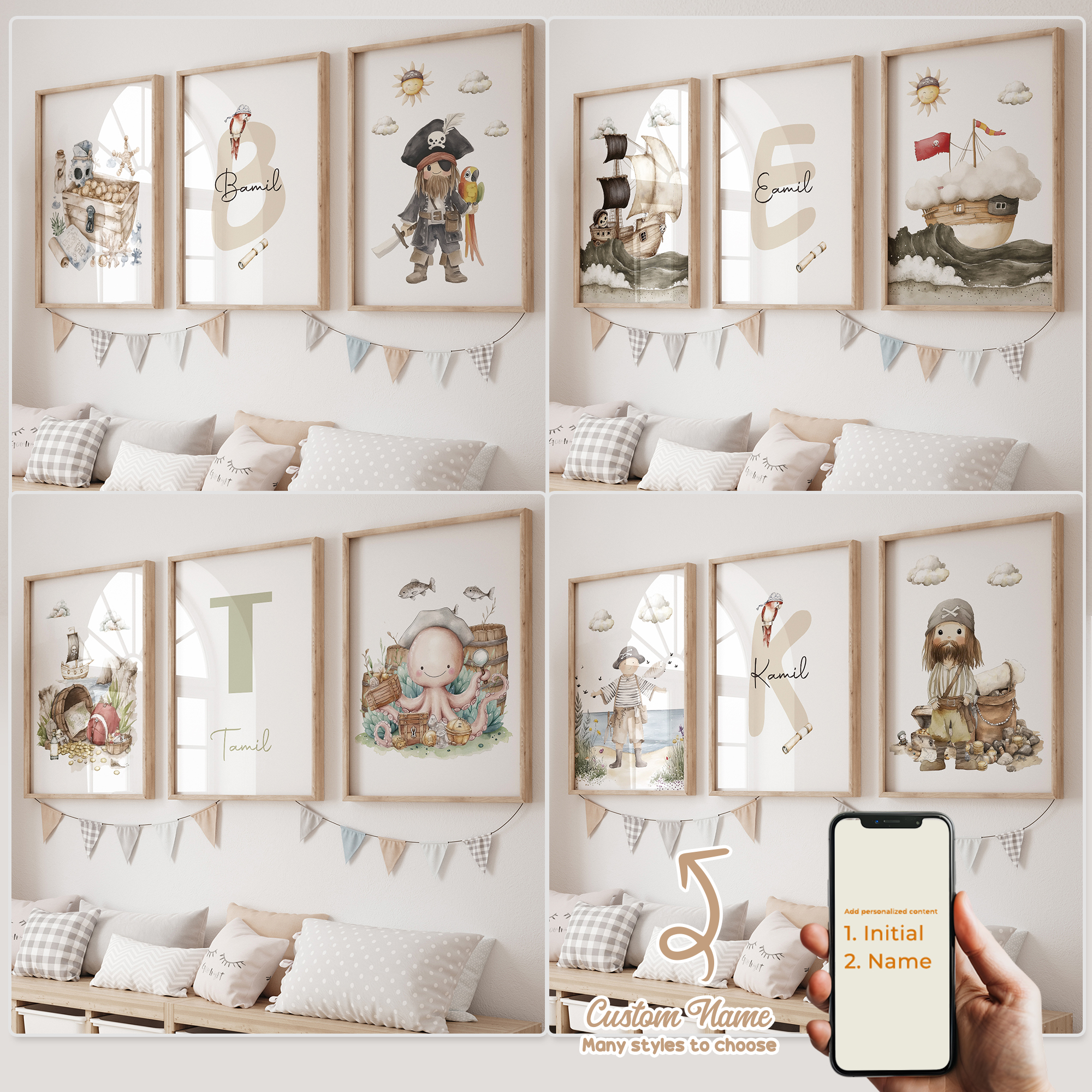 3pcs Personalized Custom Name  - Home Decor On Wall reseña y precio