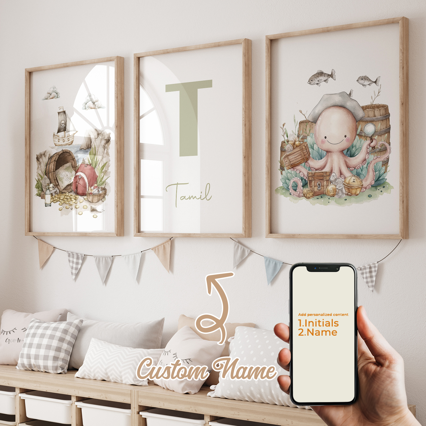 3pcs Personalized Custom Name  - Home Decor On Wall reseña y precio