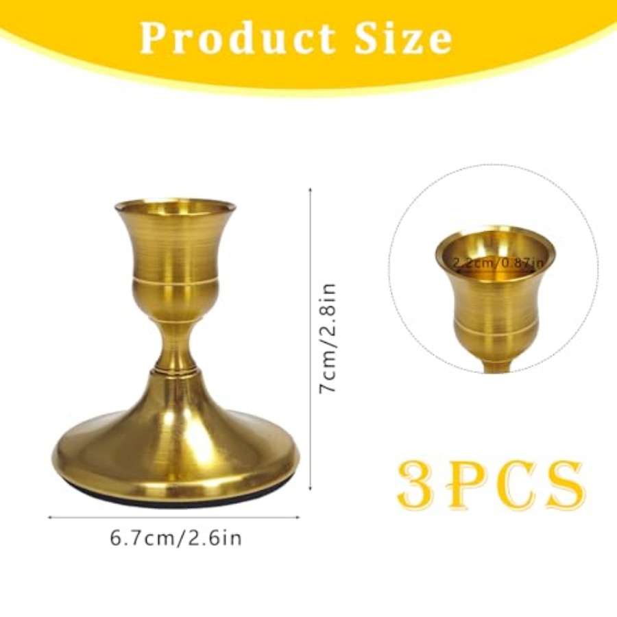 3 Pack Gold Taper Candle Holde - Home Decor Gold reseña y precio