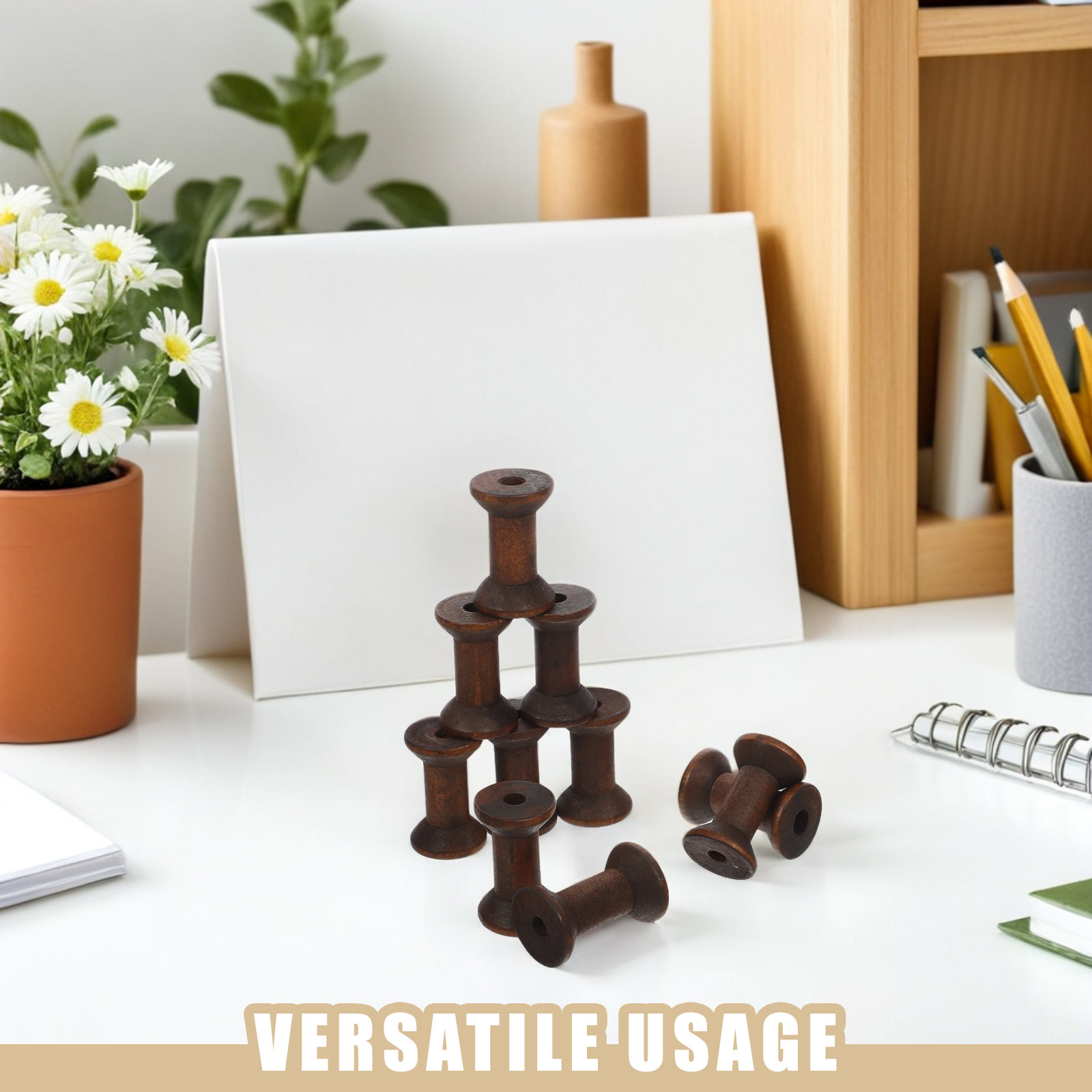 10Pcs Handcrafted Wooden Spool - Yarn Home Decor reseña y precio