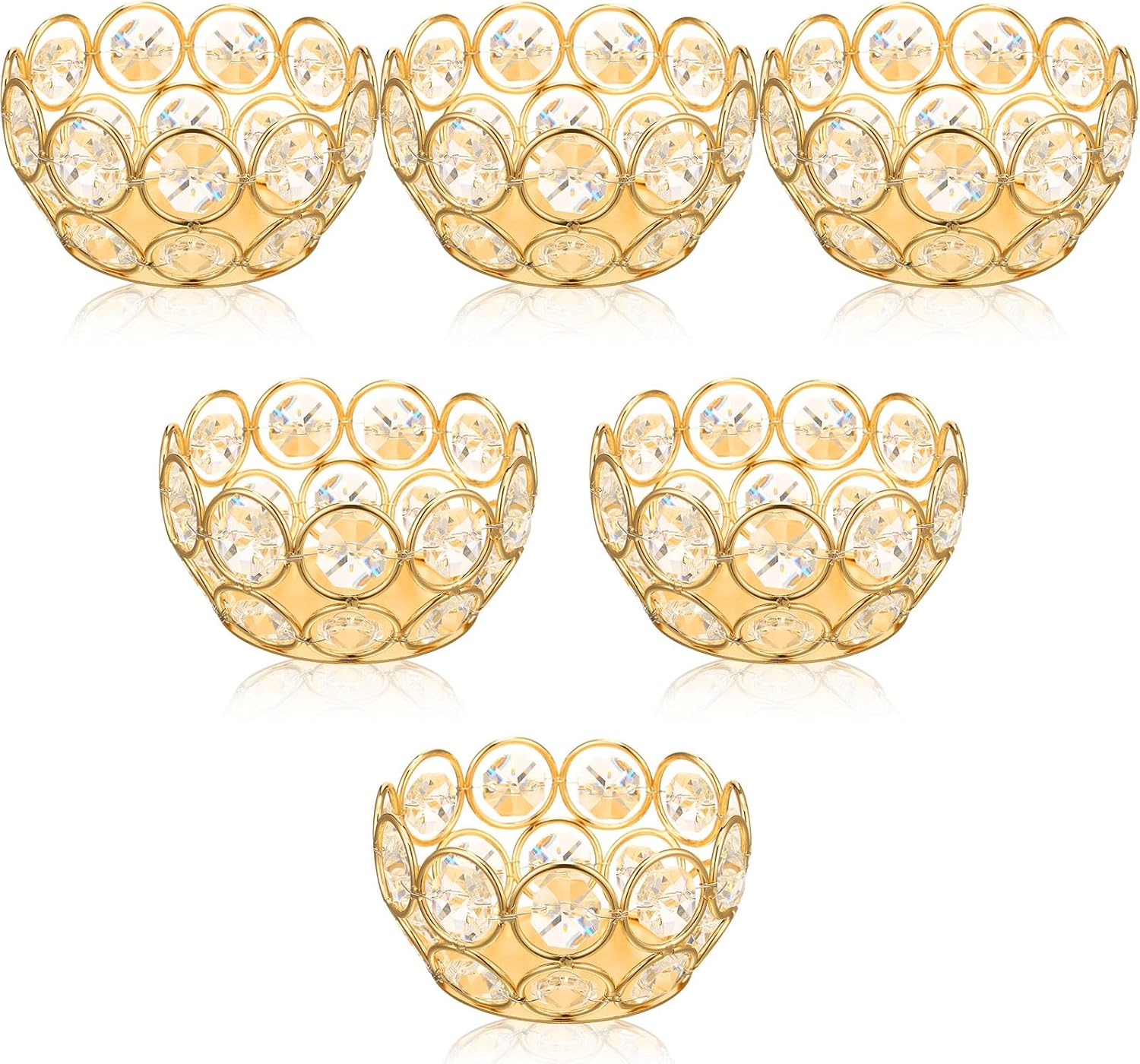 6 Pcs Crystal Tealight Candle  - Home Decor Gold reseña y precio