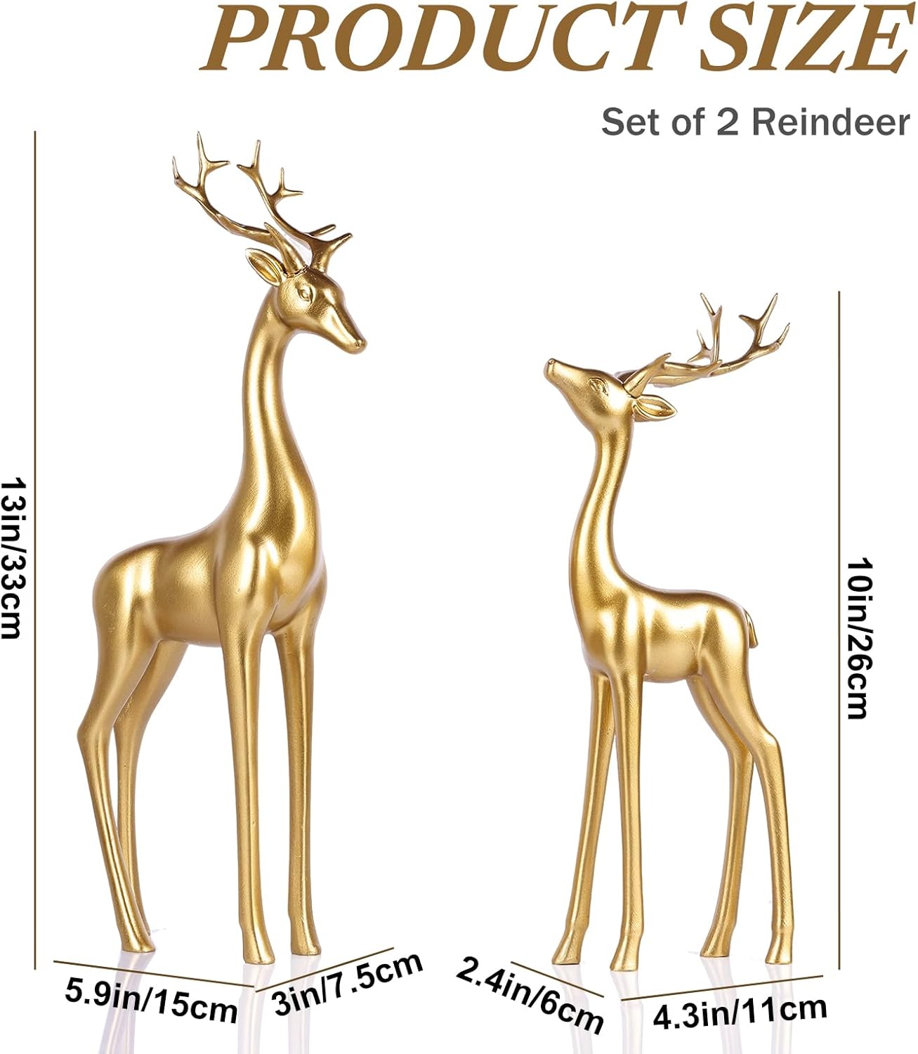 Large Gold Reindeer Figurines, - Home Decor Gold reseña y precio