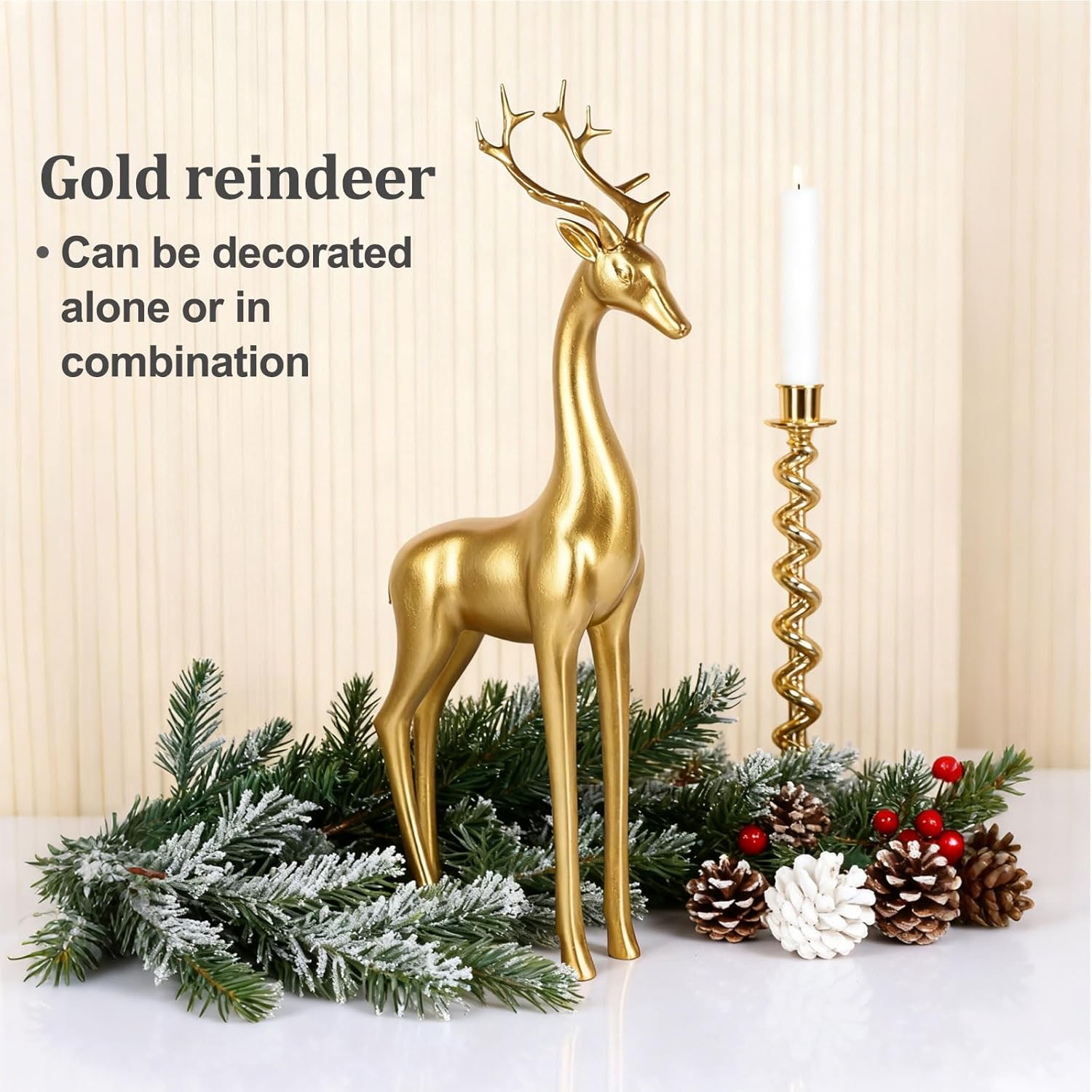Large Gold Reindeer Figurines, - Home Decor Gold reseña y precio