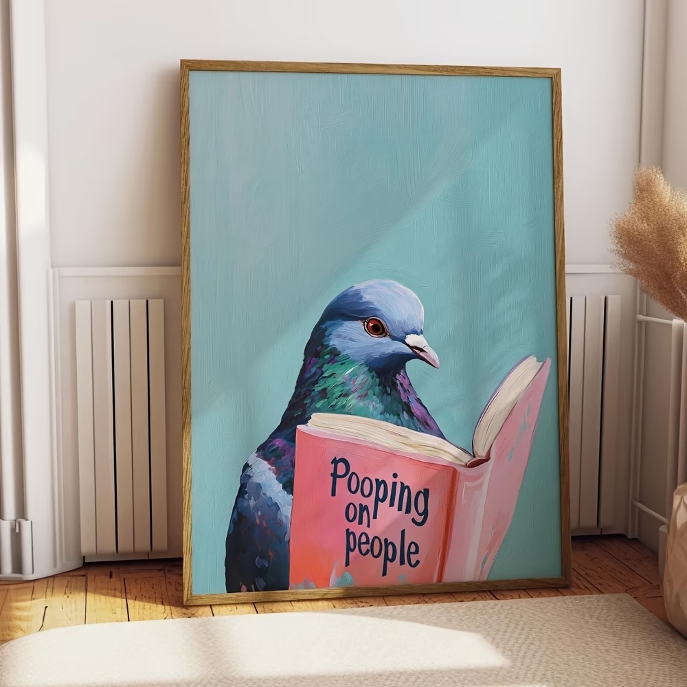 Modern Pigeon Reading Pooping  - Home Decor On Wall reseña y precio
