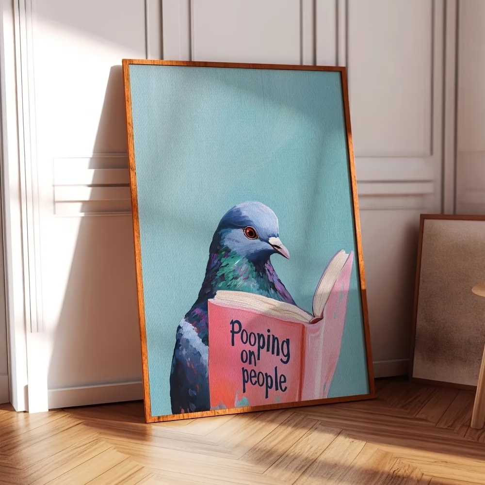 Modern Pigeon Reading Pooping  - Home Decor On Wall reseña y precio