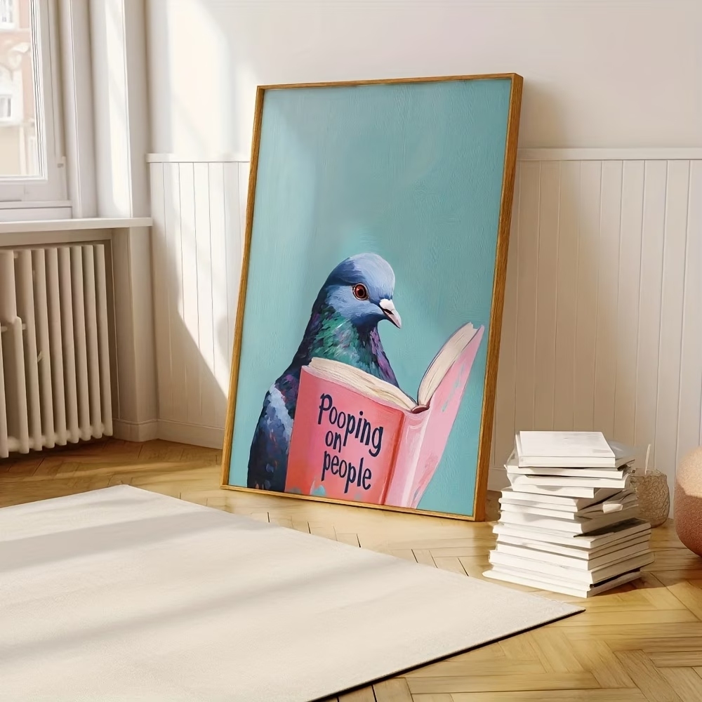 Modern Pigeon Reading Pooping  - Home Decor On Wall reseña y precio