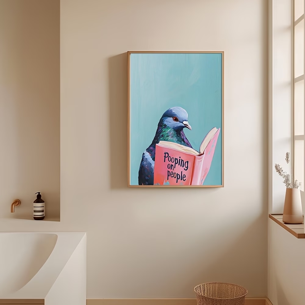 Modern Pigeon Reading Pooping  - Home Decor On Wall reseña y precio