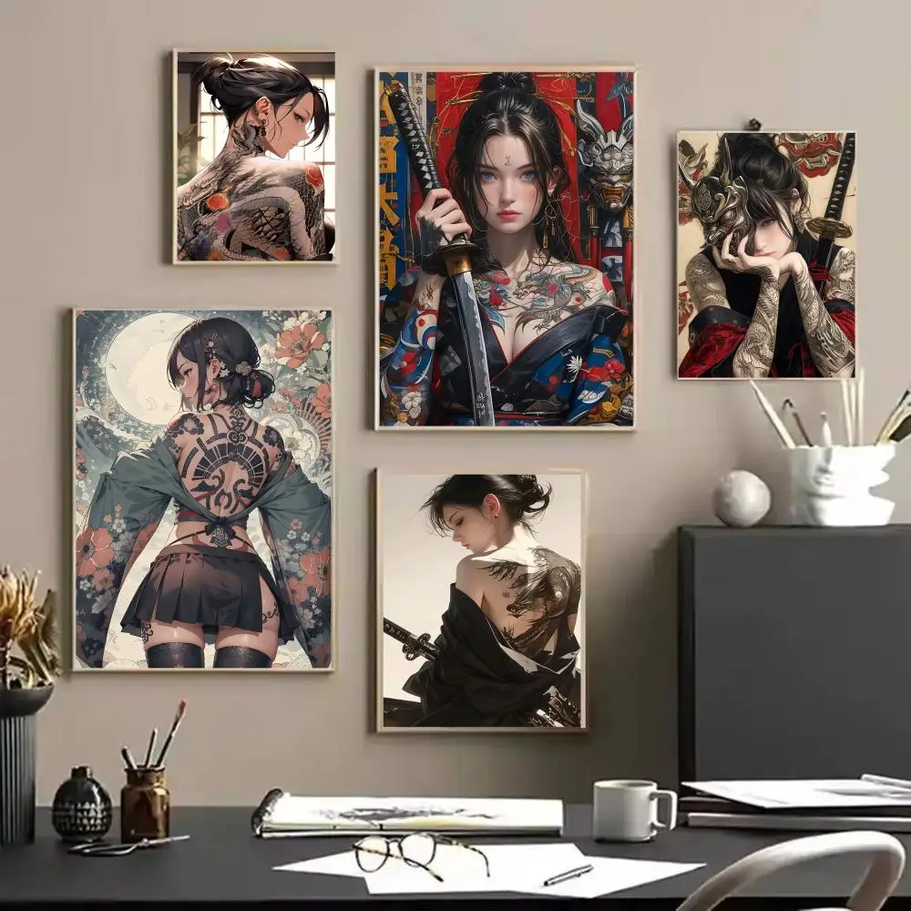 Sexy Japanese samurai painting - Home Decor Japandi reseña y precio