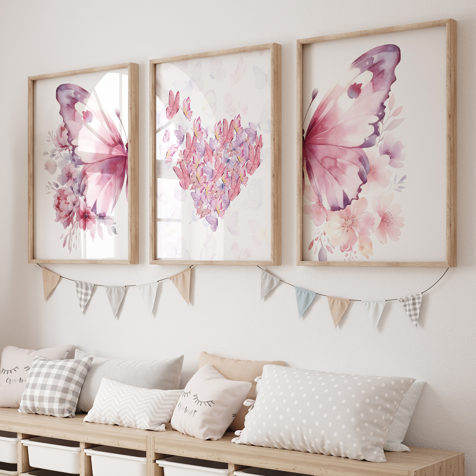 3pcs Cartoon Children Pink Lov - Home Decor On Wall reseña y precio