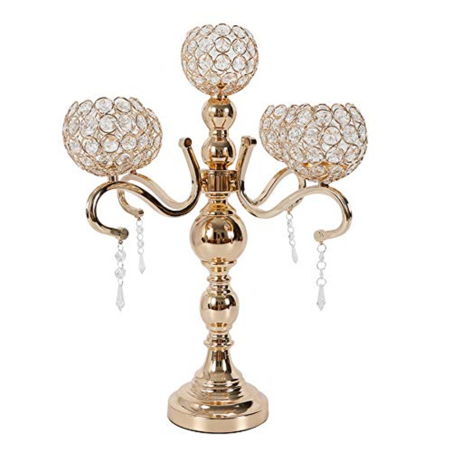5 Arms Candle Holder for Weddi - Home Decor Gold reseña y precio