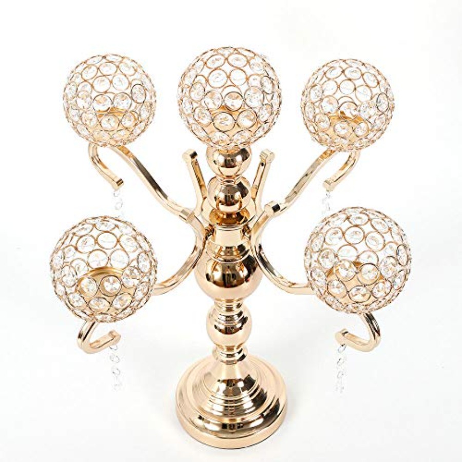 5 Arms Candle Holder for Weddi - Home Decor Gold reseña y precio