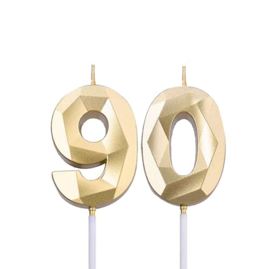 2 inch Gold 90 Birthday Candle - Home Decor Gold reseña y precio