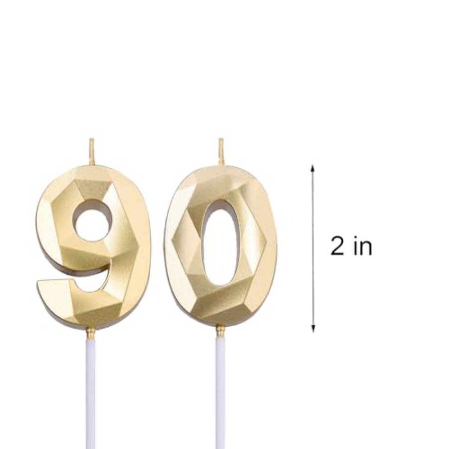 2 inch Gold 90 Birthday Candle - Home Decor Gold reseña y precio