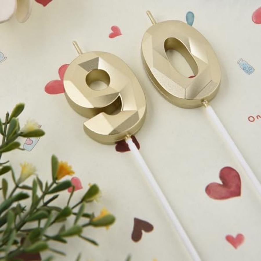 2 inch Gold 90 Birthday Candle - Home Decor Gold reseña y precio