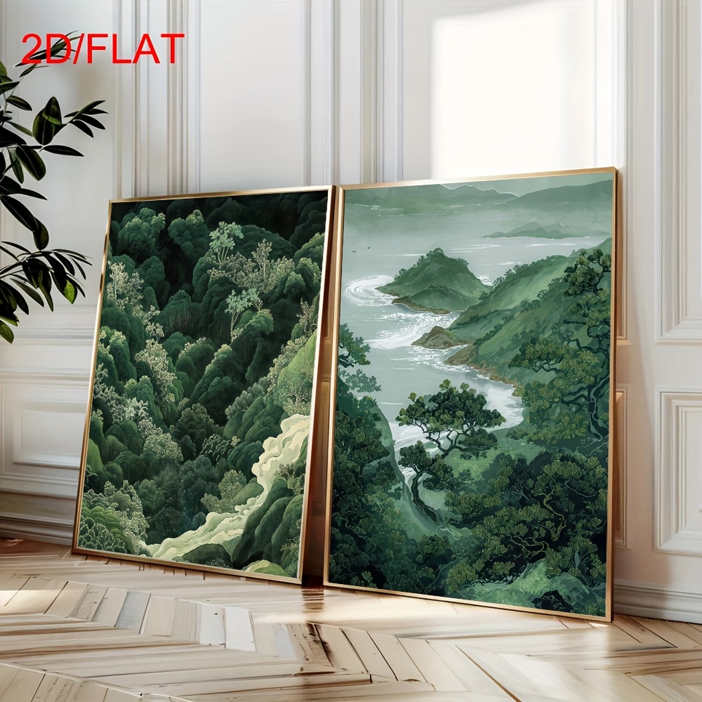 2pcs Modern Green Forest Mount - Home Decor Japandi reseña y precio